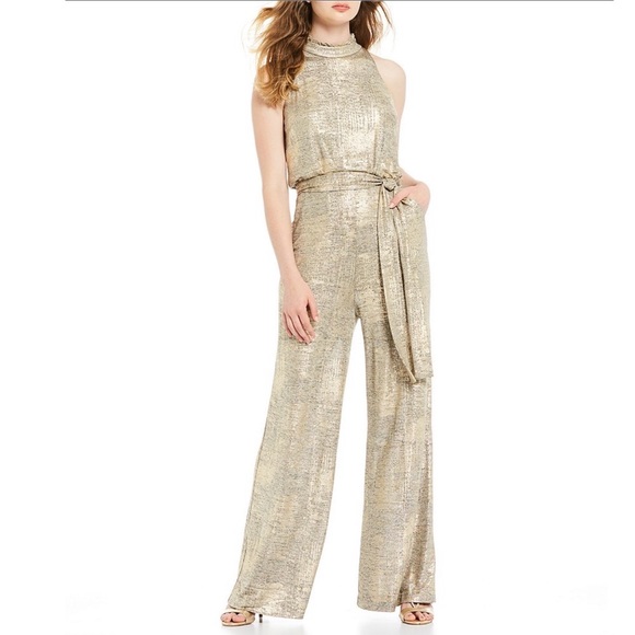vince camuto gold jumpsuit